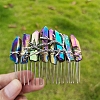 Electroplated Natural Quartz Crystal Hair Combs PW-WG34231-05-1