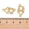 Rack Plating Brass Cubic Zirconia Double Heart Connector Charms KK-C084-32B-G-3