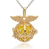 Golden Tone Brass Hollow Round Cage Pendants KK-J237-06G-3