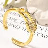 Rack Plating Brass Micro Pave Clear Cubic Zirconia Cuff Finger Rings for Women RJEW-M028-27G-5