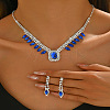 Brass Rhinestone Pendant Necklaces & Earring Sets for Women WG00284-03-1