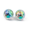 UV Plating Rainbow Iridescent Acrylic Enamel Beads OACR-I003-12D-2