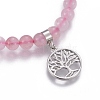 Natural Rose Quartz Charm Bracelets BJEW-I275-B01-2