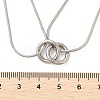 304 Stainless Steel Double Layer Snake Chain 2-Ring Link Necklaces NJEW-R017-01P-5