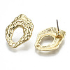 Rack Plating Hammered Alloy Stud Earring Findings PALLOY-N155-65-NR-2