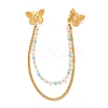 304 Stainless Steel Pave Clear Cubic Zirconia & Dyed Colorful Stone Butterfly Hanging Chain Brooch JEWB-S021-07G-1