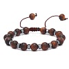 Adjustable Round Wood & synthetic Non-magnetic Hematite Braided Bead Bracelets for Men MC4524-2-1
