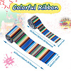 2Rolls 2 Styles Stripe Pattern Printed Polyester Grosgrain Ribbon OCOR-TA0001-37G-3