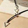 Adjustable Alloy Triangle Imitation Leather Cord Lariat Necklaces WGC01CF-01-2