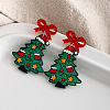 Christmas Tree with Bowknot Acrylic Dangle Stud Earrings FS-WGFA79E-01-2