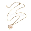 Brass Macrame Pouch Natural Rose Quartz Inside & 304 Stainless Steel Pendant Necklaces for Women NJEW-JN05607-02-4