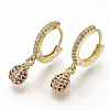 Brass Micro Pave Cubic Zirconia Dangle Hoop Earrings EJEW-S208-066-2