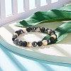 Natural White Jade & Lava Rock & Synthetic Hematite Round Beaded Stretch Bracelet BJEW-JB07972-03-2