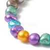 2Pcs 2 Size Dyed Natural Pearl Beaded Stretch Bracelets Set for Mother and Daughter BJEW-JB09189-8