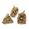 Electroplated Raw Rough Natural Druzy Agate Pendants G-H084-07P-03-1