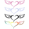 Gorgecraft 16 Sheets 4 Colors Heart with Wing PVC Waterproof Car Stickers DIY-GF0008-97-1