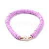 Handmade Polymer Clay Heishi Beads Stretch Bracelets Set with Heart Patter Beads for Women BJEW-JB07450-11