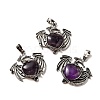 Natural Amethyst Heart Pendants KK-K331-01AS-08-1