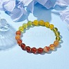 8.5mm Round Natural Quartz Crystal & Carnelian & Dyed Malaysia Jade Beaded Stretch Bracelets for Women BJEW-TA00509-2