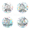 Gorgecraft 4Pcs Round with Unicorn Waterproof PVC Electrostatic Wall Stickers DIY-GF0003-72-1