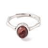 Oval Natural Red Lepidolite Adjustable Rings RJEW-Q817-04P-01-2