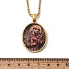 Unisex Religion 304 Stainless Steel Enamel Oval Pendant Box Chain Necklaces STAS-H258-02G-03-5