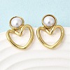 201 Stainless Steel ABS Plastic Pearl Stud Earrings EJEW-Z151-13G-01-3
