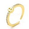 Clear Cubic Zirconia Initial Letter Open Cuff Ring RJEW-H120-09G-B-1