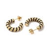 Real 18K Gold Plated 304 Stainless Steel with Glass Ring Stud Earrings EJEW-Z026-18G-01-2