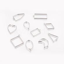 Rack Plating Alloy Open Back Bezel Pendants PALLOY-X0037-02P