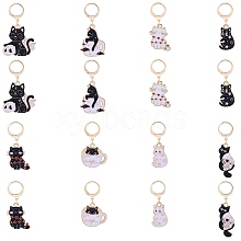 Alloy Enamel Cat Pendant Locking Stitch Markers HJEW-SW00038