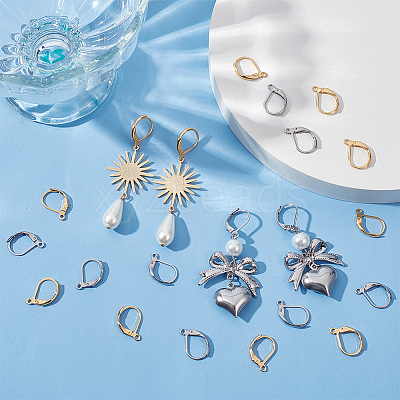 100Pcs 2 Style 304 Stainless Steel Leverback Earring Findings STAS-BBC0002-57-1