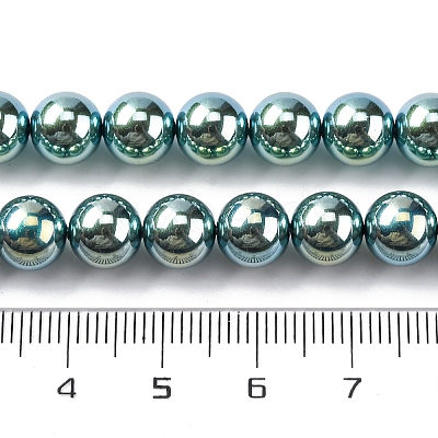 UV Plating Pearlized Glass Pearl Beads Strands GLAA-F128-01B-T24-1