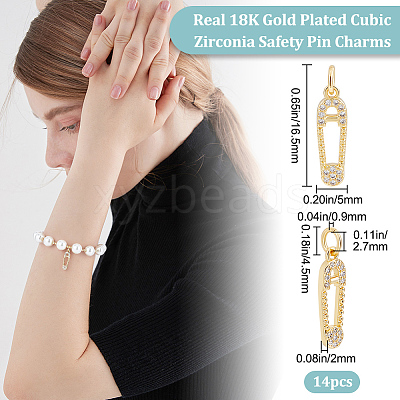 Brass 14Pcs Micro Pave Cubic Zirconia Pendants ZIRC-BBC0001-60-1