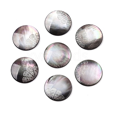 Natural Black Lip Shell Carved Cabochons SSHEL-T017-04A-1