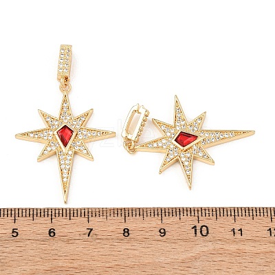 Brass Micro Pave Clear Cubic Zirconia Pendants KK-G543-15G-01-1