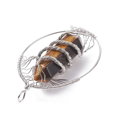 Natural Tiger Eye Big Pendants G-F702-02P-E-1