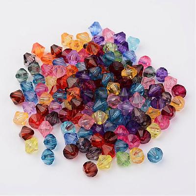 Faceted Bicone Transparent Acrylic Beads DBB5mm-1
