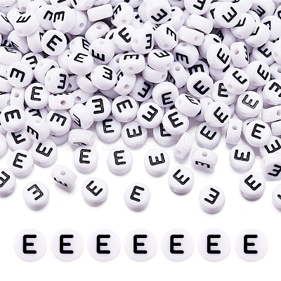 500Pcs Acrylic Horizontal Hole Letter Beads OACR-YS0001-03E-1