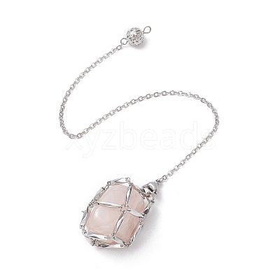 Non-Tarnish Stainless Steel Braided Chain Macrame Pouch Empty Stone Holder Dowsing Pendulums PALLOY-JF02738-03-1