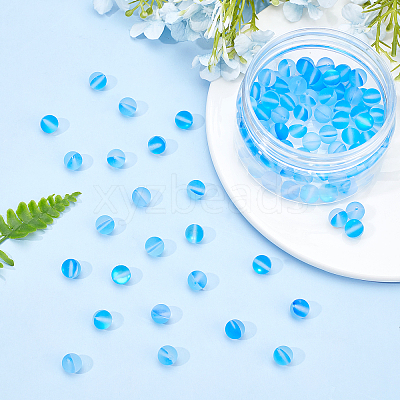 DIY Synthetic Moonstone Beads Stretch Bracelet Making Kits DIY-SC0012-84C-1
