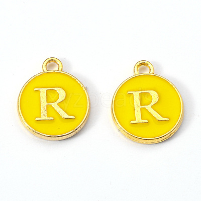 Golden Plated Alloy Enamel Charms ENAM-S118-09R-1