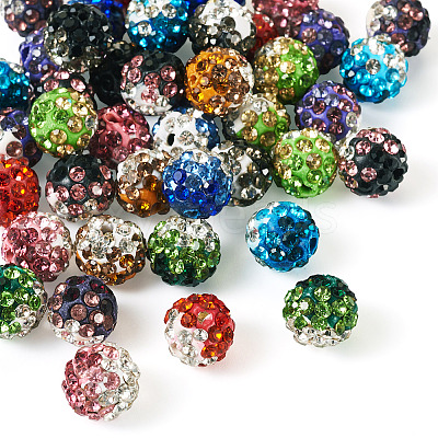 40Pcs 10 Colors Round Handmade Pave Disco Ball Beads RB-TA0001-13-1