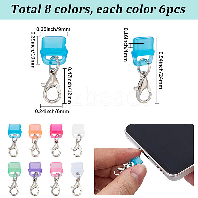 48Pcs 8 Colors PVC Plastic Mobile Dustproof Plugs HJEW-SC0003-31B-1