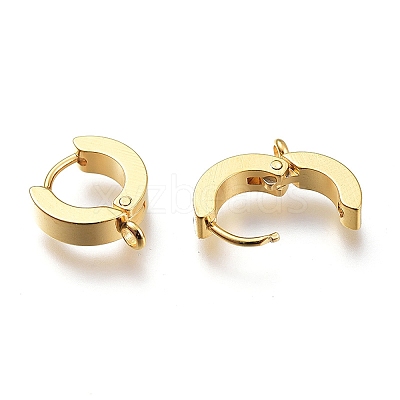 Ion Plating(IP) 304 Stainless Steel Huggie Hoop Earrings Findings X-STAS-I167-01C-G-1