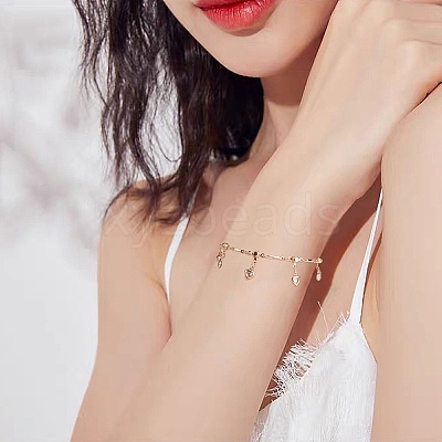 Clear Cubic Zirconia Heart Charm Tassel Chains JX604A-1