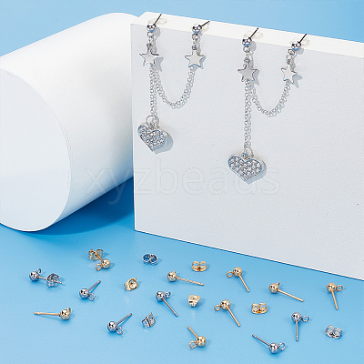 304 Stainless Steel Stud Earring Findings STAS-UN0015-38-1