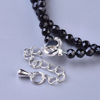 Natural Black Spinel Beaded Necklaces NJEW-K114-B-A20-1