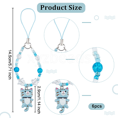 Glass & Resin Mobile Straps HJEW-BC00030-1
