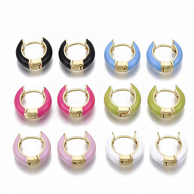 Brass Huggie Hoop Earrings EJEW-S209-01-1